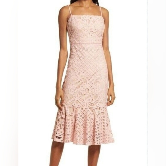 NWT Lulus XS Unlimited Love Dusty Pink Lace Trumpet Midi Dress Spaghetti Strap - Picture 1 of 11